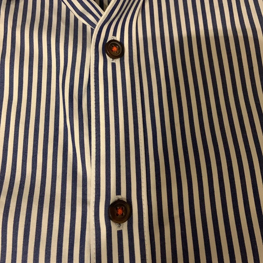 MICHAEL Michael Kors blue and white pinstripes shirt. - Picture 7 of 12